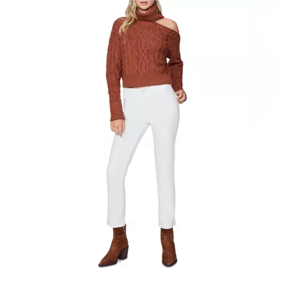 New Paige Cindy High Rise Ankle Straight Corduroy Jeans in Ecru - Picture 8 of 11